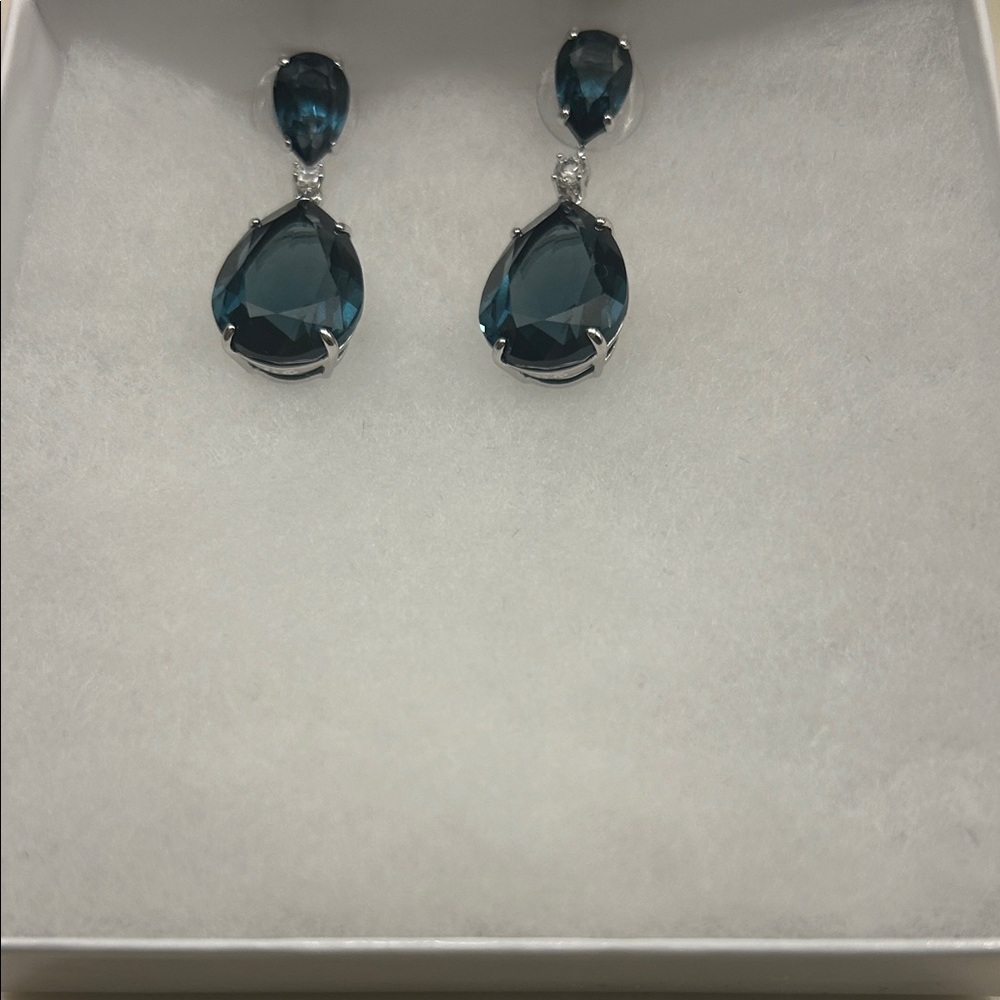 Swarovski Elegant Blue Teardrop Earrings